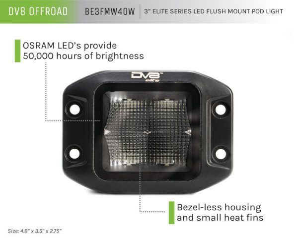 DV8 Offroad Elite Series 3in Cube LED Light 40W Spot 3W LED Online - Image 3