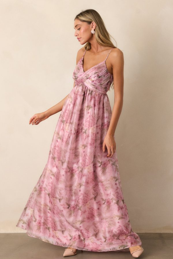 Blooming In Essence Pink Floral Maxi Dress For Sale - Image 5