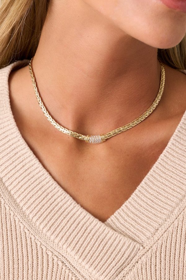 Serene Harmony Woven Gold Chain Necklace For Cheap