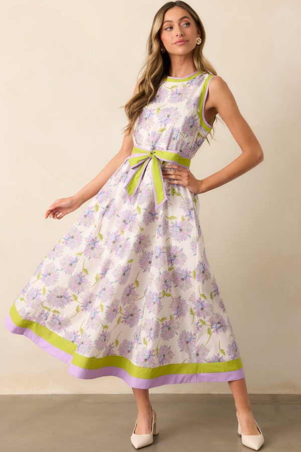 All In Due Time Cotton Lavender Floral Maxi Dress on Sale - Image 3