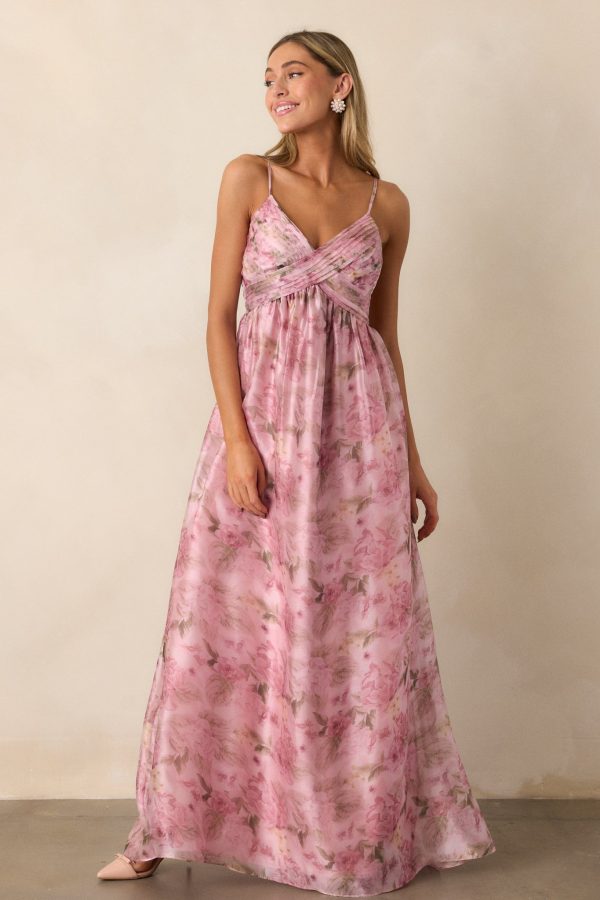Blooming In Essence Pink Floral Maxi Dress For Sale - Image 4