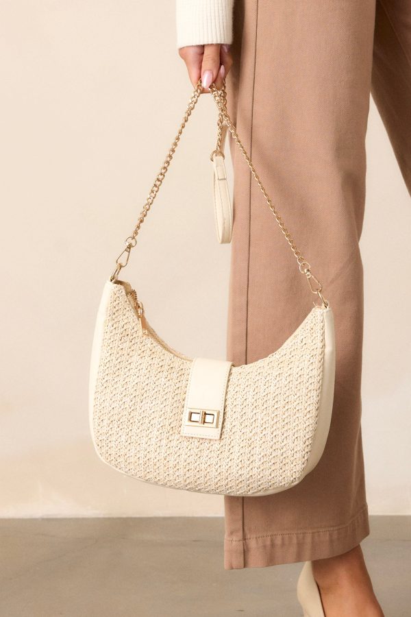 I Don t Chase Ivory Woven Handbag Online Hot Sale - Image 2