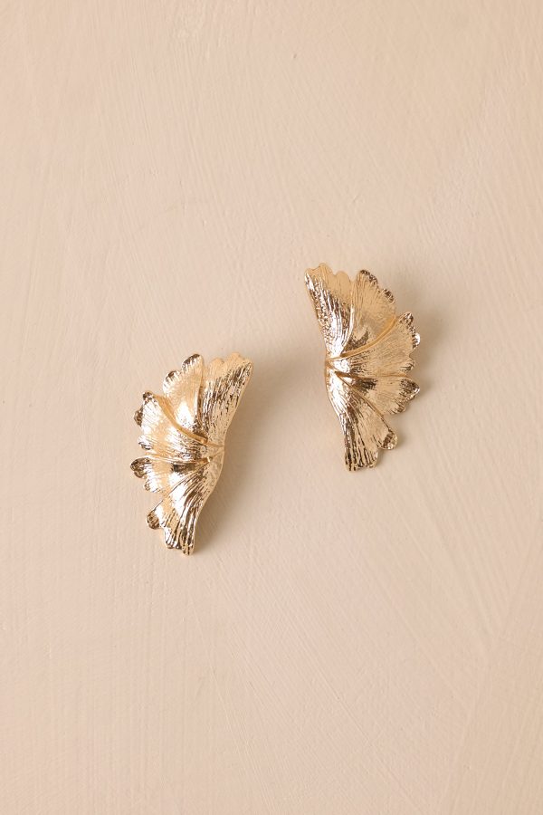 Meanwhile In Paradise Gold Textured Earrings Online - Image 2