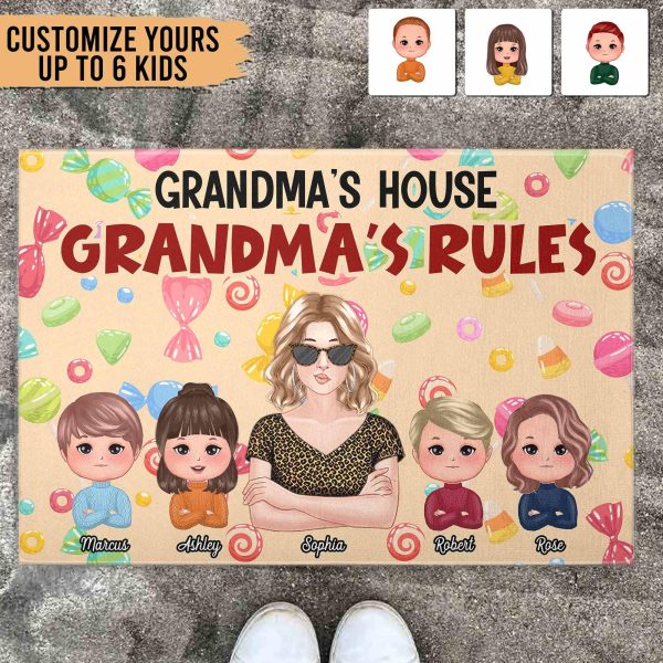Grandma s House Grandma s Rules Grandma Personalized Doormat, Personalized Gift for Nana, Grandma, Grandmother, Grandparents - DM100PS02 Online Sale - Image 2