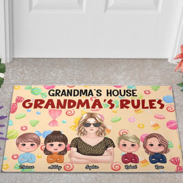 Grandma s House Grandma s Rules Grandma Personalized Doormat, Personalized Gift for Nana, Grandma, Grandmother, Grandparents - DM100PS02 Online Sale - Image 5