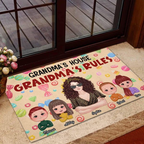 Grandma s House Grandma s Rules Grandma Personalized Doormat, Personalized Gift for Nana, Grandma, Grandmother, Grandparents - DM100PS02 Online Sale - Image 4